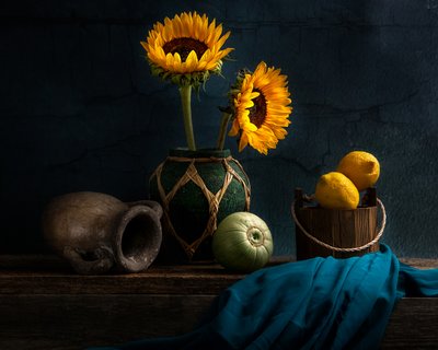 Girassóis e limões rústicos de Louie Luo