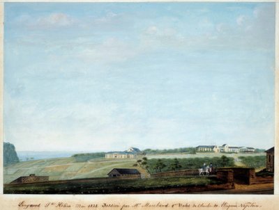Vista de Longwood na ilha de Sainte Helene, maio de 1821 de Louis-Joseph Marchand