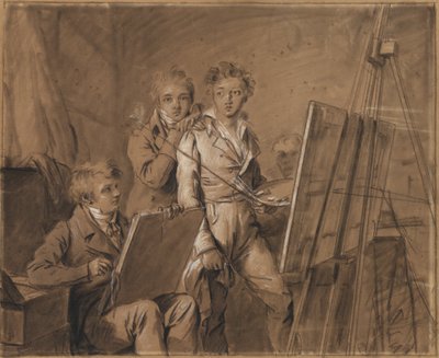 Três jovens artistas em um estúdio de Louis Leopold Boilly