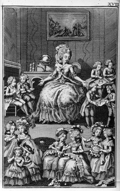 Ilustração de Louis Binet (1744-1800) para o livro de Nicolas Edme Restif de La Bretonne "Les Parisiennes", ou XL General Characters Taken in the Modern Moors, apto para servir uma l