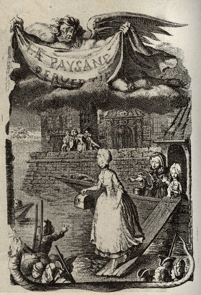 Ilustração para "La Paysanne pervertie ou les Dangers de la ville" de Restif de La Bretonne (1734-1806) escritor francês. Gravura de Binet do século XVIII. de Louis (after) Binet