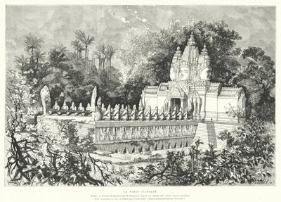 Porta de Angkor, Camboja (gravura) de Louis (after) Delaporte