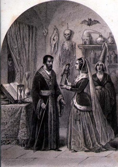 Um Cliente Visita um Feiticeiro, gravado por Philibert Langlois (fl.c.1834-9) (gravura) de Louis (after) Marckl