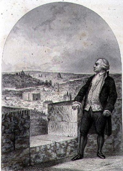 Honore Gabriel Riqueti, Conde de Mirabeau (1749-91) nas muralhas de Paris, gravado por Philibert Langlois (gravura) de Louis (after) Marckl