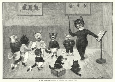 Uma Canção de Ano Novo (gravura) de Louis (after) Wain