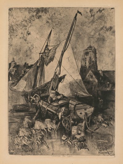 Barcos de pesca, Normandia (Environ de Caen) de Louis Adolphe Hervier