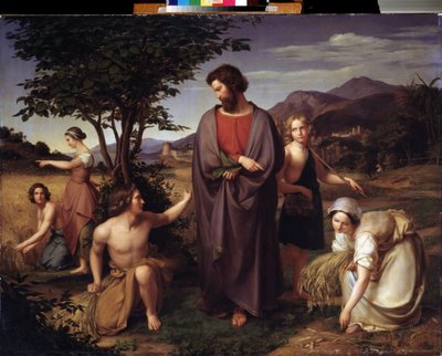 "Ruth trabalhando no campo de Boaz" (Ruth e Boaz) Pintura de Louis Ammy Blanc (1810-1885) Museu Pushkin do século XIX, Moscovo de Louis Ammy Blanc