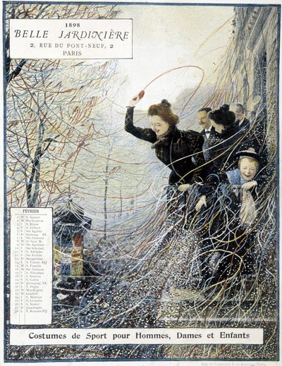 Fevereiro: o carnaval do "Mardi Gras" - calendário de lojas "La Belle Jardinière". de Louis Anet Sabatier