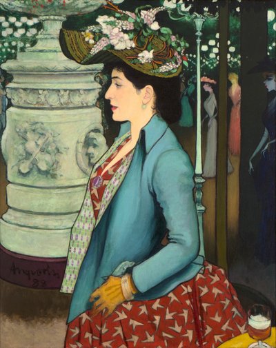 Uma mulher elegante no Élysée Montmartre de Louis Anquetin