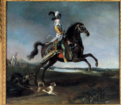 Retrato equestre de Maria Antonieta de Lorraine Habsburg, Rainha de França (1755-1793) Pintura de Louis Auguste Brun (1758-1815) de Louis Auguste Brun