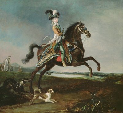 Retrato Equestre de Maria Antonieta (1755-93) em Traje de Caça, 1783 de Louis Auguste Brun or Brun de Versoix