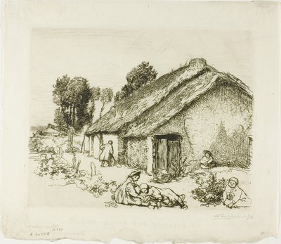 Casa de campo com cinco crianças de Louis Auguste Lepère