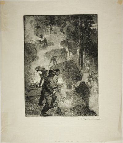 Queimadores de fetos na floresta de Louis Auguste Lepère