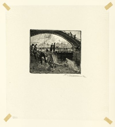 Eclusa do Canal Saint-Martin, placa seis de Le Long de la Seine et des Boulevards de Louis Auguste Lepère