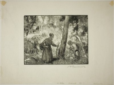 Caçadores de cogumelos no Rocher Bernard de Louis Auguste Lepère
