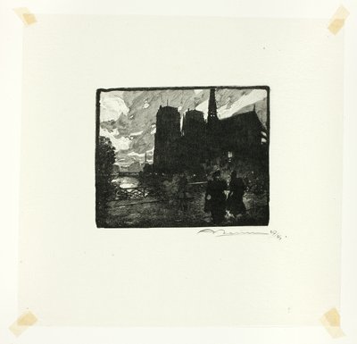 Notre-Dame, à noite, chapa oito de Le Long de la Seine et des Boulevards de Louis Auguste Lepère