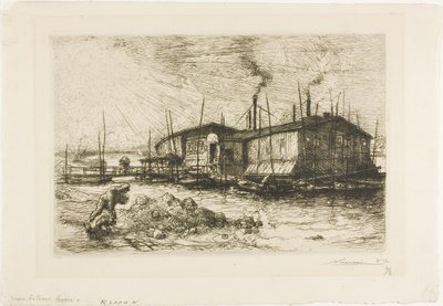 Os antigos barcos de lavandaria em Grenelle de Louis Auguste Lepère