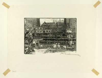 Descarregadores de gesso, placa três de Le Long de la Seine et des Boulevards de Louis Auguste Lepère