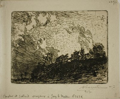 Pôr do sol tempestuoso, Jouy-le-Moutier de Louis Auguste Lepère
