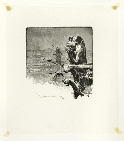 O Vampiro de Notre-Dame, placa nove de Le Long de la Seine et des Boulevards de Louis Auguste Lepère