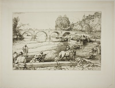 O bebedouro do Pont Marie de Louis Auguste Lepère