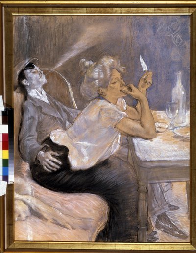 Jantar do Apache. Pintura por Louis Legrand (1863-1951) de Louis Auguste Mathieu Legrand