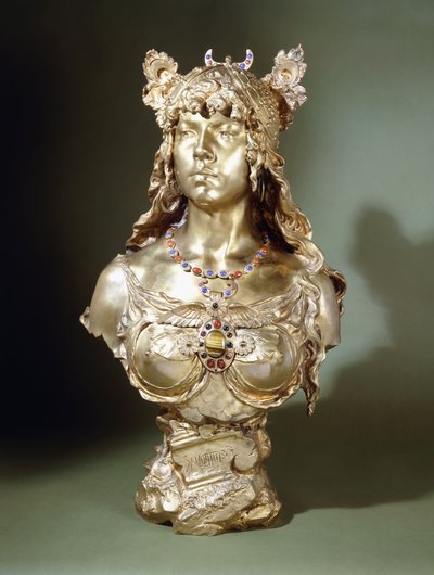 Salammbo (conjunto de gemas, busto de bronze dourado) de Louis Auguste Moreau