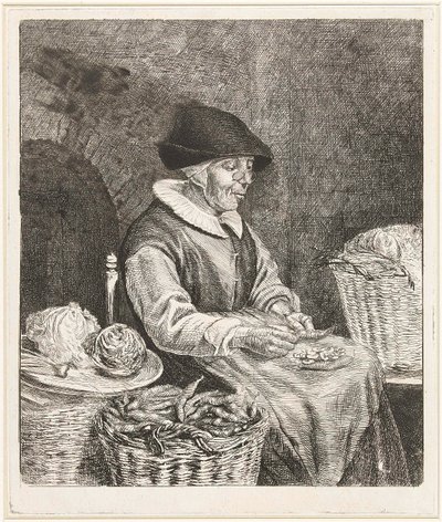Coclers, L B, Mulher idosa a molhar feijões (1780, Rijksmuseum de Amesterdão) de Louis Bernard Coclers