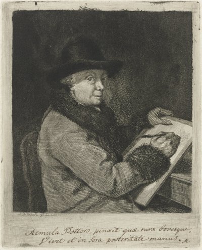 Retrato do artista Johannes Janson, desenhando de Louis Bernard Coclers
