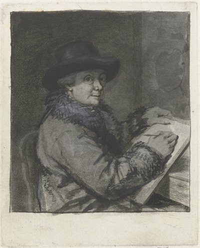 Retrato do artista Johannes Janson, desenhando de Louis Bernard Coclers