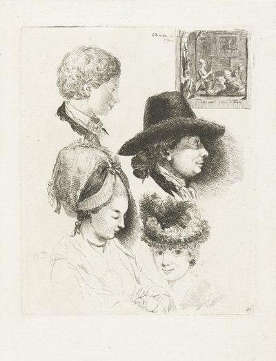 Folha de estudo com retratos de Louis Bernard Coclers e sua família de Louis Bernard Coclers