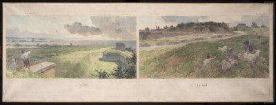 Esboço da Câmara Municipal de Bagnolet: Duas vistas dos arredores de Bagnolet (norte e sul) de Louis Beroud