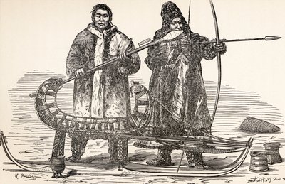 Buryats nativos da república de Buryat, Rússia, de de Paris a Pekin sobre as neves Siberian por Victor Meignan, gravado por Smeeton-Tilly (Burne Smeeton (fl.1840-60) e Auguste Tilly (d.1898)), publ de Louis Breton