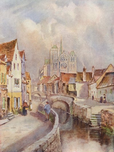 Uma vista de Amiens, com a Catedral à distância de Louis Burleigh Bruhl