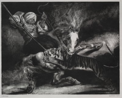Um ataque de um tigre de Louis Candide Boulanger