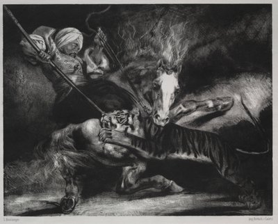 Um ataque de um tigre. de Louis Candide Boulanger