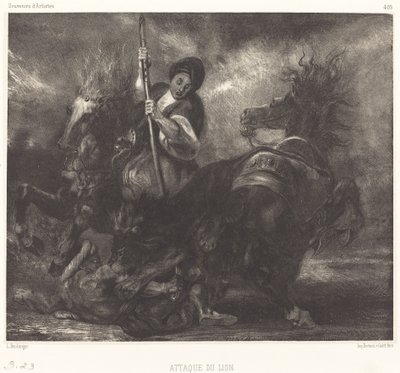 ataque de leão de Louis Candide Boulanger