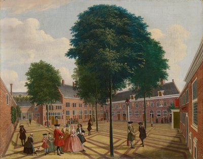 O grande pátio da casa dos leprosos, 1735 de Louis Chalon