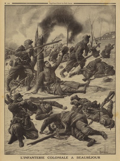 Combate de infantaria colonial francesa em Beausejour, Primeira Guerra Mundial de Louis Charles (after) Bombled