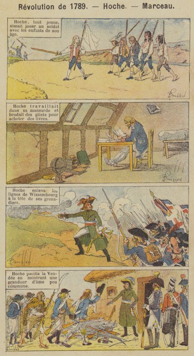 Revolução de 1789, Hoche, Marceau (cor litho) de Louis Charles (after) Bombled