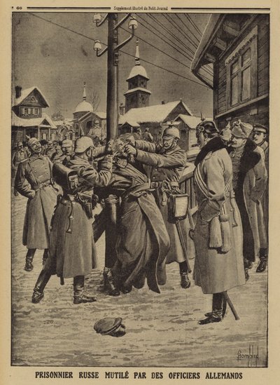 Prisioneiro de guerra russo mutilado por oficiais alemães, Primeira Guerra Mundial de Louis Charles (after) Bombled