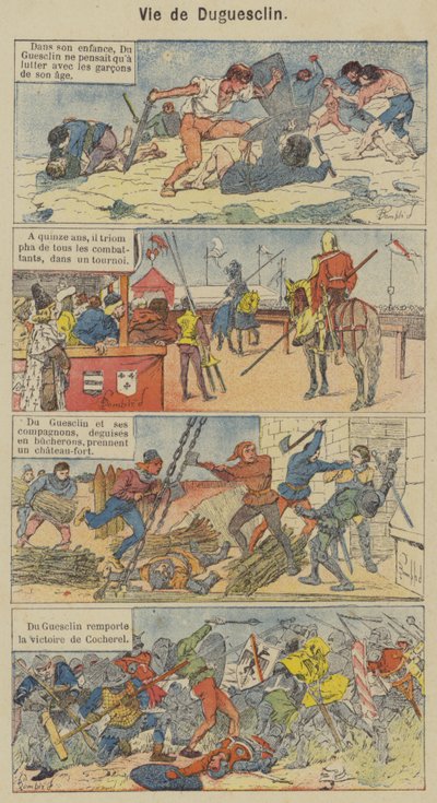 Vida de Duguesclin (cor litho) de Louis Charles (after) Bombled