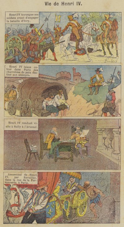 Vida de Henrique IV (cor litho) de Louis Charles (after) Bombled