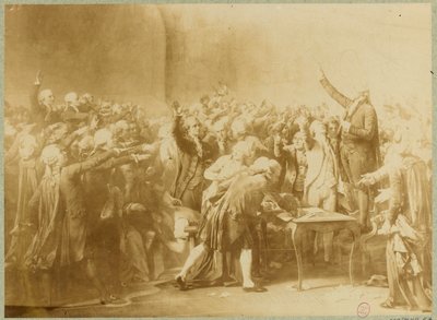 O juramento da quadra de tênis, 20 de junho de 1789 (foto sépia) de Louis Charles Auguste (after) Couder