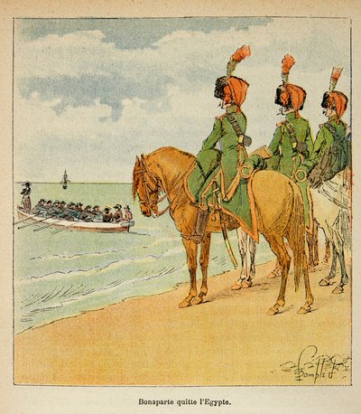 Ilustração de Bombled Louis (1862-1927) do livro "O Memorial de Santa Helena" do Conde Emmanuel de Las Cases (1766-1842): Bonaparte deixou o Egito em 23 de agosto de 1799, Coleção Particular de Louis Charles Bombled