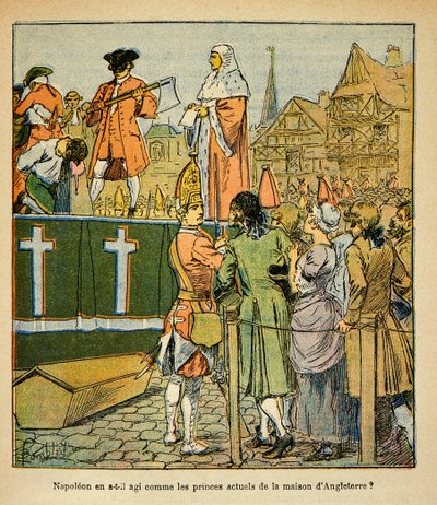 Ilustração de Bombled Louis (1862-1927) do livro "O Memorial de Santa Helena" do Conde Emmanuel de Las Cases (1766-1842): Execução Pública na Inglaterra no século XVIII, Coleção Privada de Louis Charles Bombled