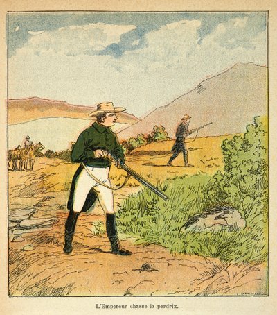 Ilustração de Bombled Louis (1862-1927) do livro "O Memorial de Santa Helena" do Conde Emmanuel de Las Cases (1766-1842): Caça a Napoleão com Las Cases em Ste Helene em agosto de 1816, Coleção Particular de Louis Charles Bombled
