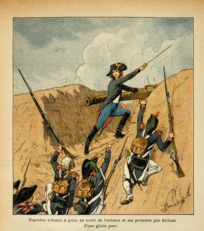 Ilustração de Bombled Louis (1862-1927) do livro "O Memorial de Santa Helena" do Conde Emmanuel de Las Cases (1766-1842);: Carga de Bonaparte à frente de suas tropas, Coleção Privada de Louis Charles Bombled