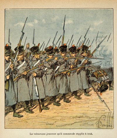 Ilustração de Bombled Louis (1862-1927) do livro "O Memorial de Santa Helena" do Conde Emmanuel de Las Cases (1766-1842): Os franceses durante a Batalha de Lutzen em 1813, Coleção Particular de Louis Charles Bombled