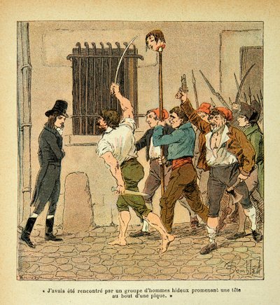 Ilustração de Bombled Louis (1862-1927) do livro "O Memorial de Santa Helena" do Conde Emmanuel de Las Cases (1766-1842): Bonaparte durante a Revolução Francesa enfrentando a multidão, Coleção Privada de Louis Charles Bombled